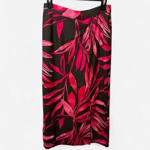 Time & Tru pink/black floral ankle length skirt Size S NWT